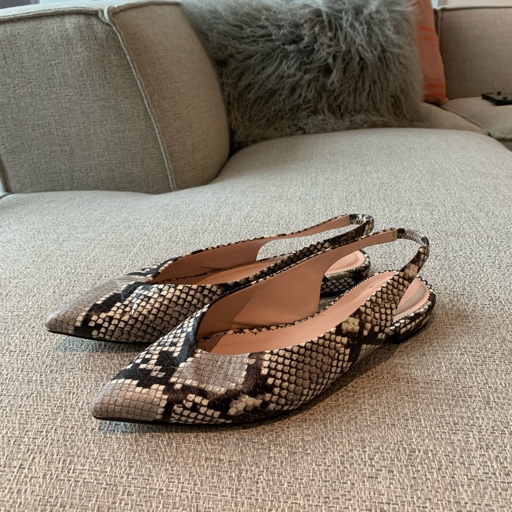 J Crew Snake Print Sling Back Flats